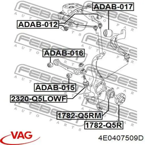 4E0407509D VAG barra oscilante, suspensión de ruedas delantera, superior izquierda