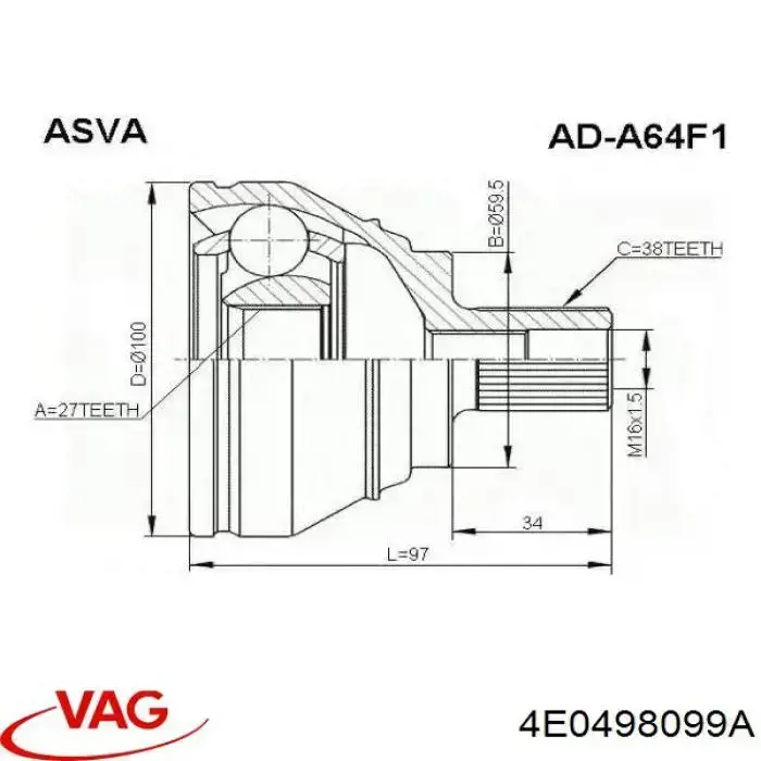 Junta homocinética exterior delantera VAG 4E0498099A precio, desde 53,56 EUR