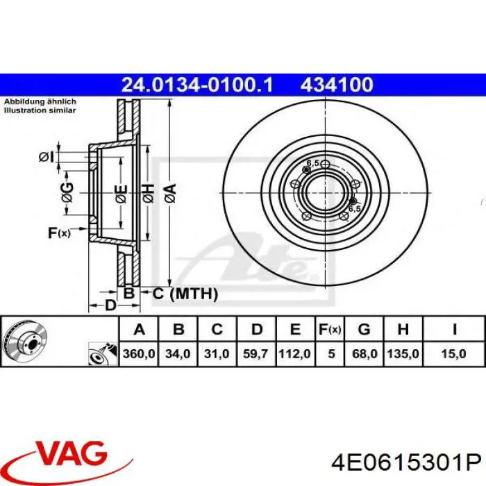 Disco de freno 4E0615301P VAG
