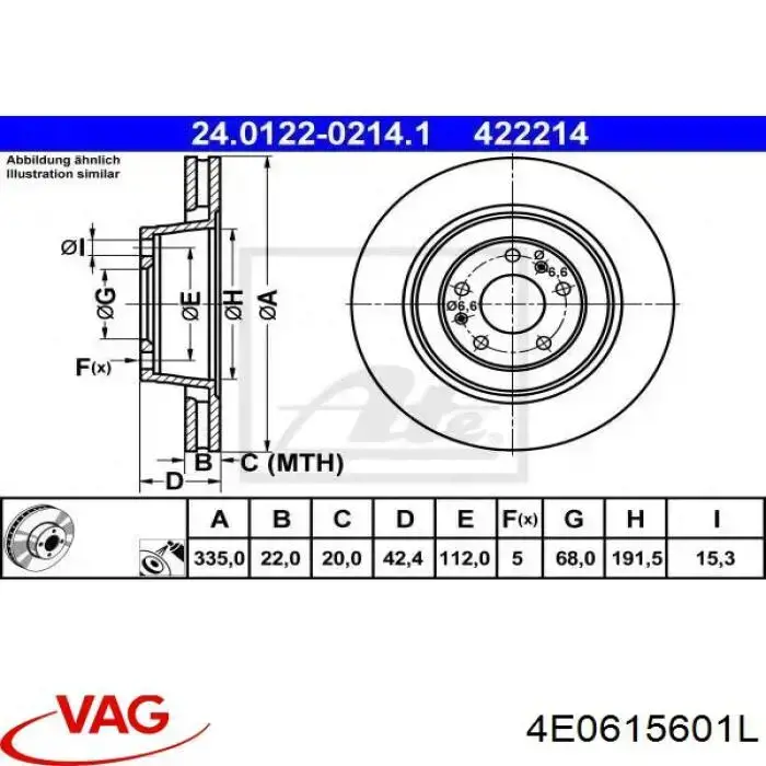 Comprar 4E0615601L VAG Disco de freno trasero