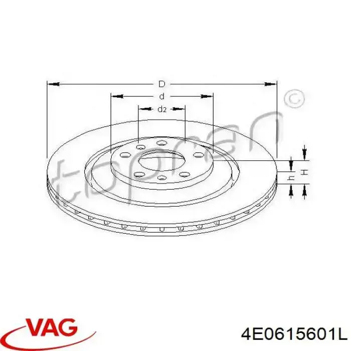 Disco de freno trasero 4E0615601L VAG
