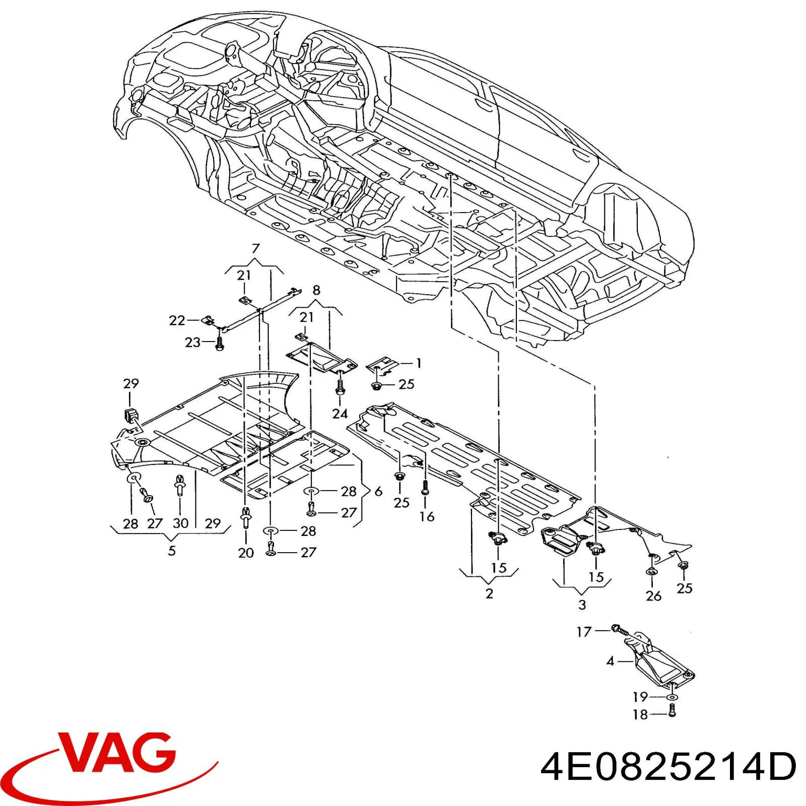 Revestimiento de los bajos, trasero derecho para Audi A8 (4E2, 4E8)
