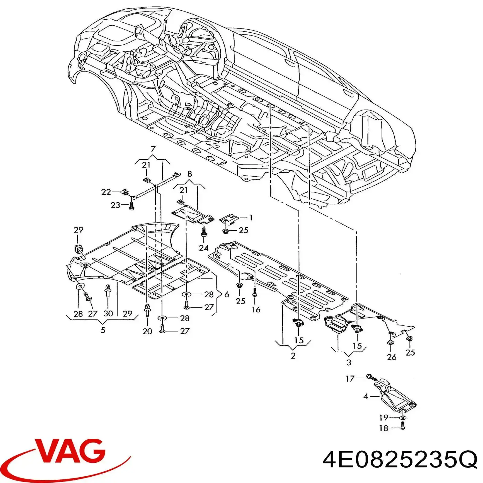Protección motor / empotramiento para Audi A8 D3 4E2, 4E8