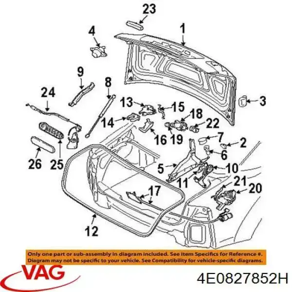 4E0827852H VAG cable de apertura de capó del motor