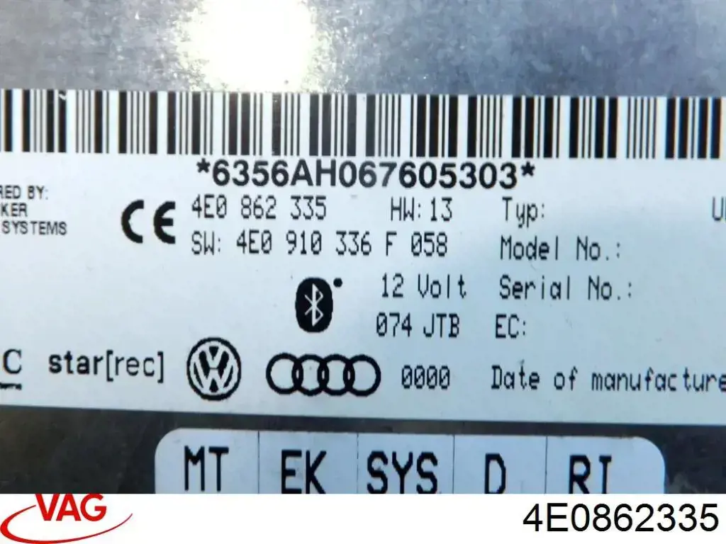 4E0862335 VAG Unidad de control Bluetooth