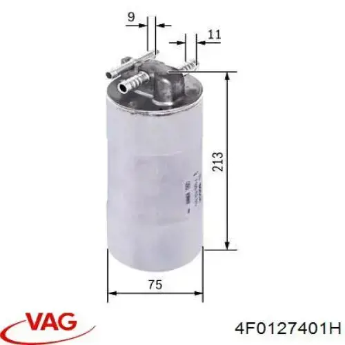 Filtro de combustible 4F0127401H VAG