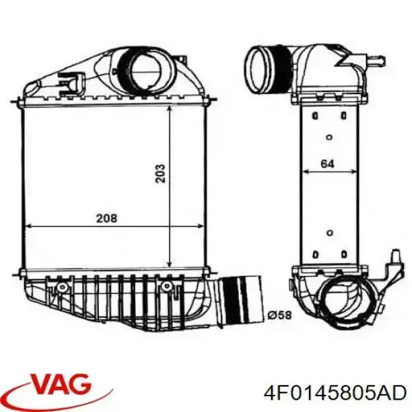Radiador de aire de admisión VAG 4F0145805AD precio, desde 81,47 EUR