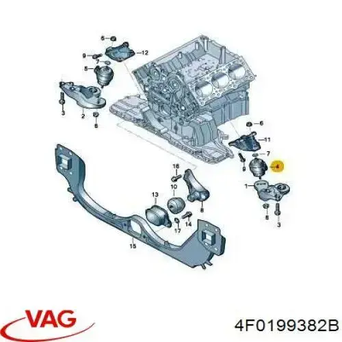 4F0199382B VAG soporte de motor derecho