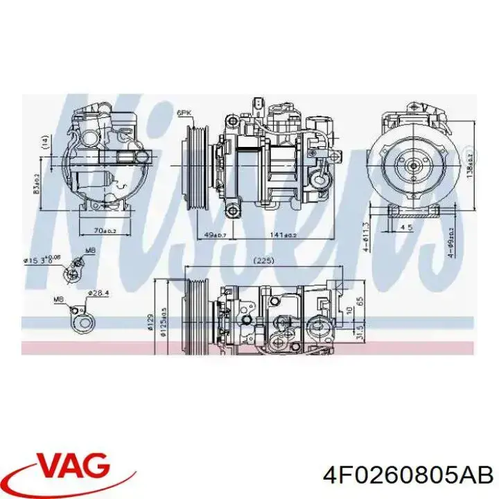 Compresor de aire acondicionado 4F0260805AB VAG