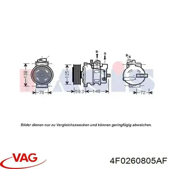 Comprar 4F0260805AF VAG Compresor de aire acondicionado coche