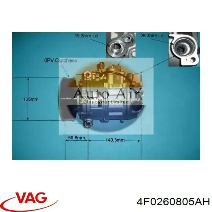 Compresor de aire acondicionado 4F0260805AH VAG