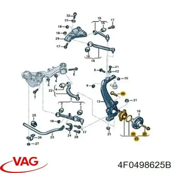 Cojinete de cubo delantero/trasero VAG 4F0498625B