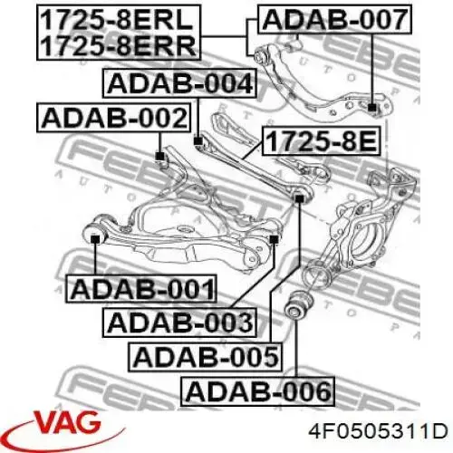 Brazo suspension (control) trasero inferior izquierdo para Audi A6 (4F5)