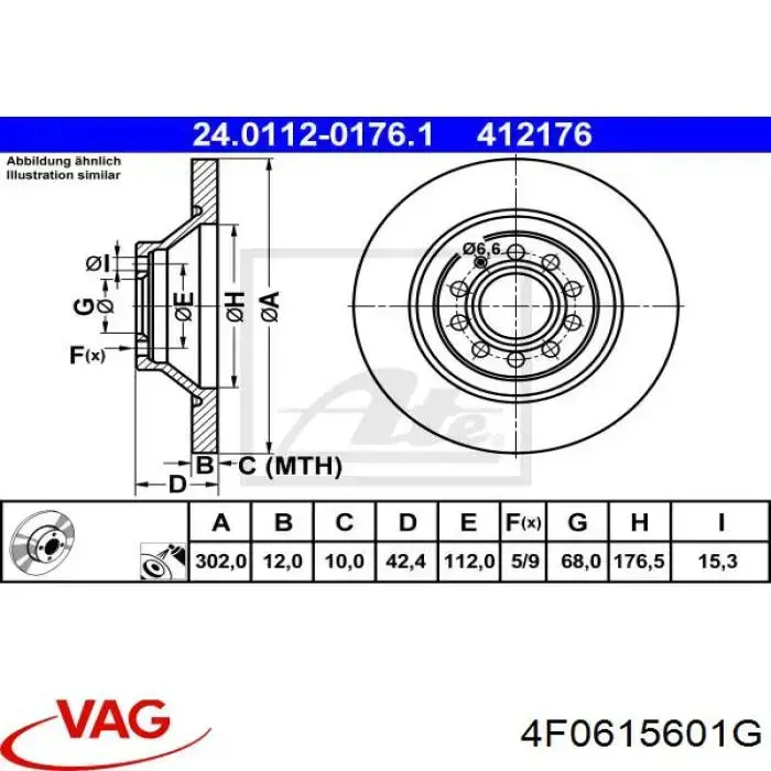 Comprar 4F0615601G VAG Disco de freno trasero