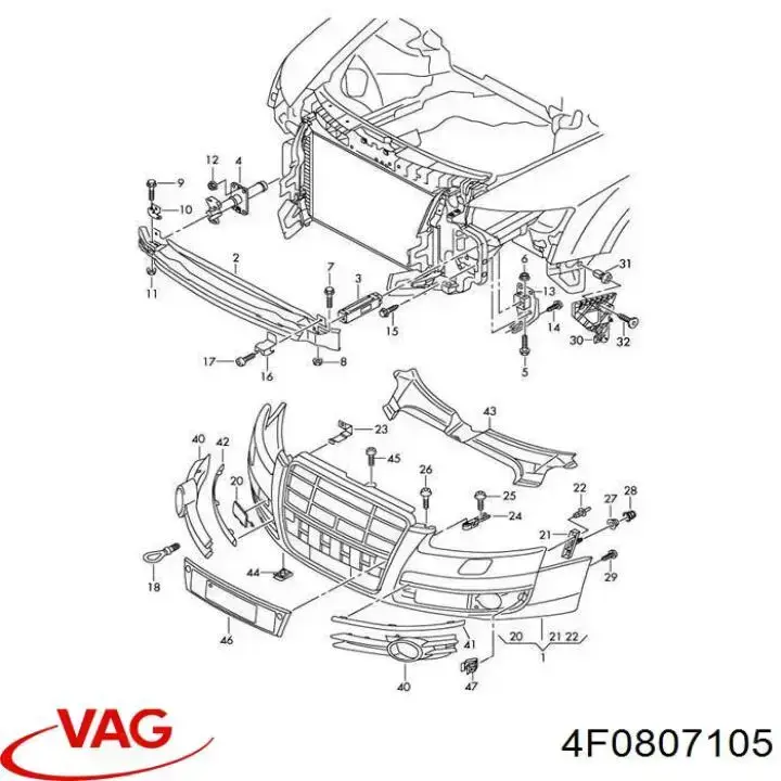 Parachoques delantero VAG 4F0807105 precio, desde 177,93 EUR