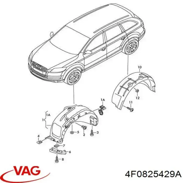 Comprar 4F0825429A VAG Clip de fijación del guardabarros delantero