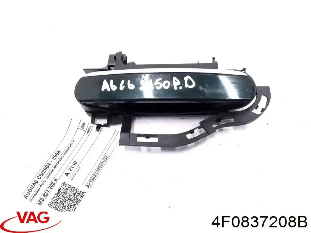 Manija exterior derecha de puerta delantera 4F0837208B VAG