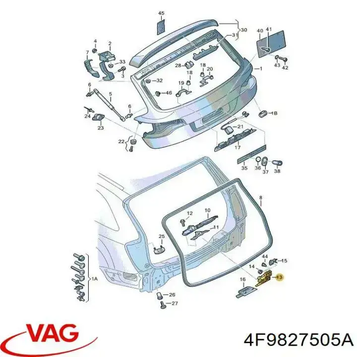 Cerradura de portón trasero VAG 4F9827505A precio, desde 45,01 EUR
