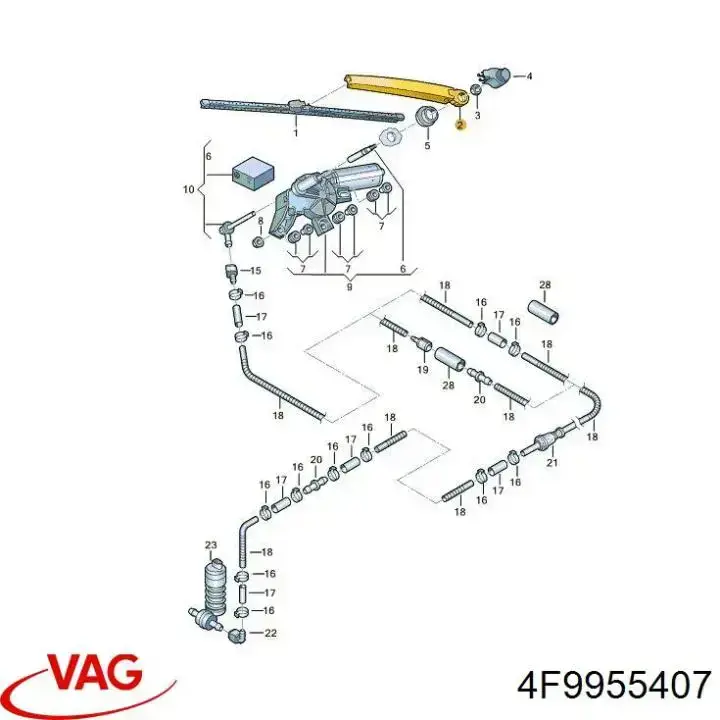 Comprar 4F9955407 VAG Brazo del limpiaparabrisas, trasero