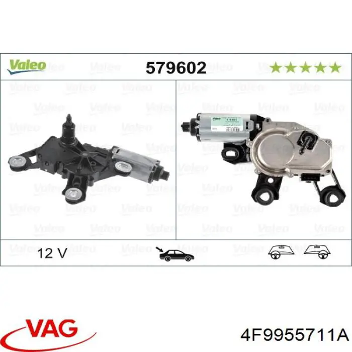 4F9955711A VAG Motor del limpiaparabrisas trasero
