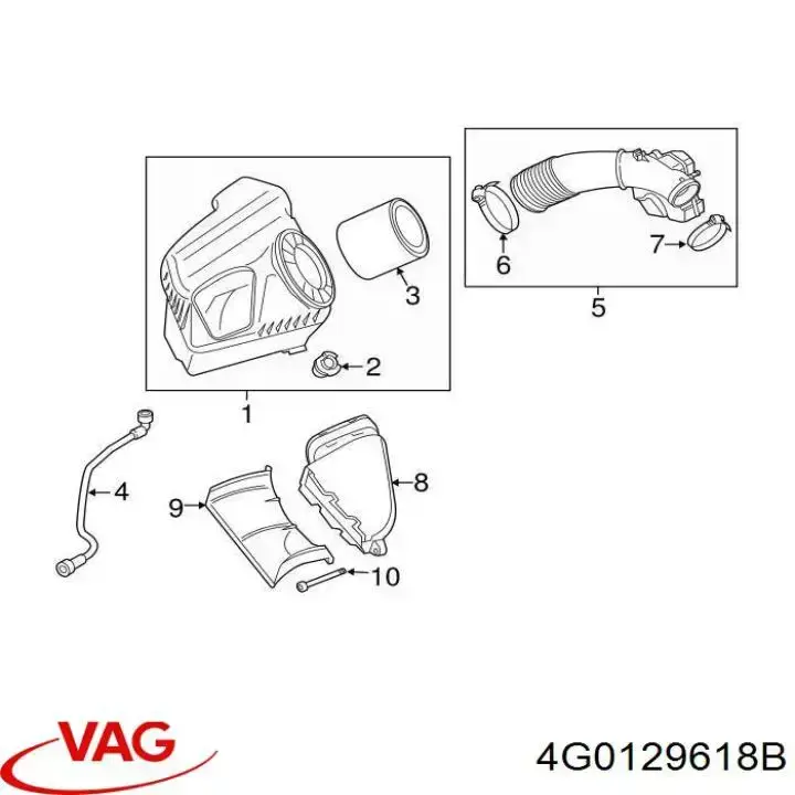 Comprar 4G0129618B VAG Entrada del filtro de aire