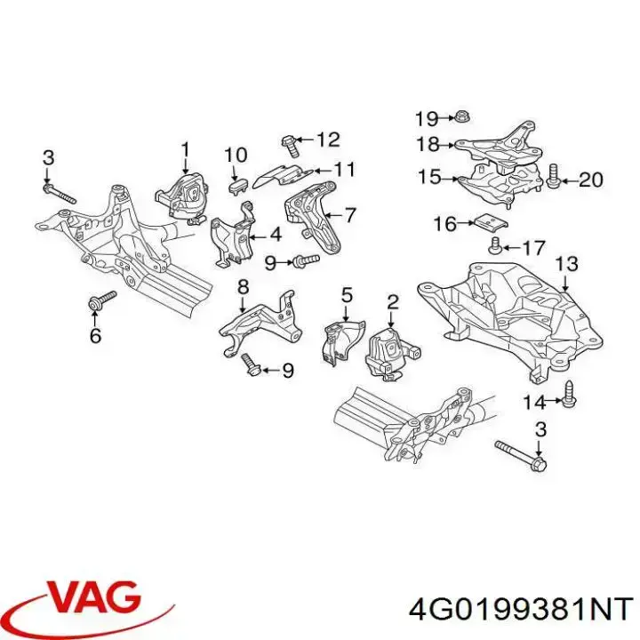 Comprar 4G0199381NT VAG Soporte izquierdo del motor