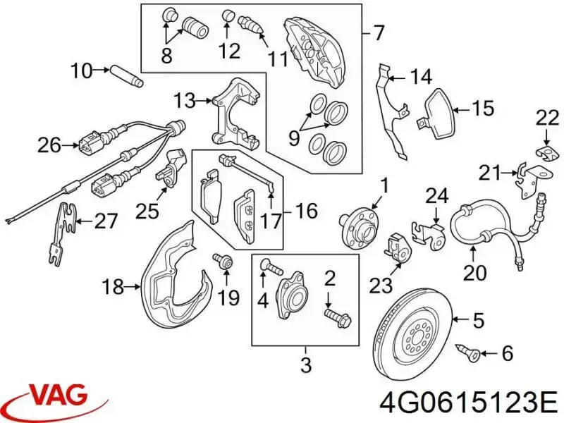 4G0615123E VAG pinza de freno delantera izquierda