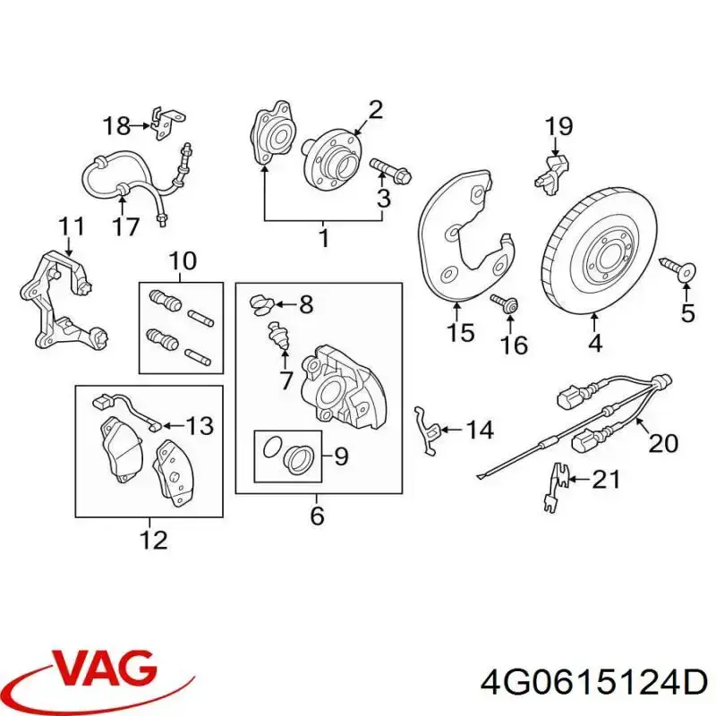 4G0615124D VAG pinza de freno delantera derecha