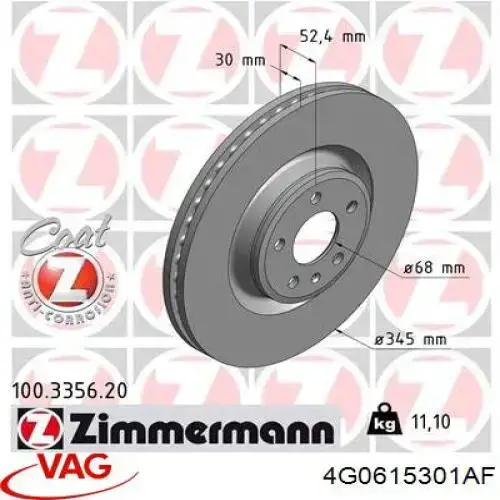 Frenos delanteros VAG 4G0615301AF precio, desde 70,40 EUR