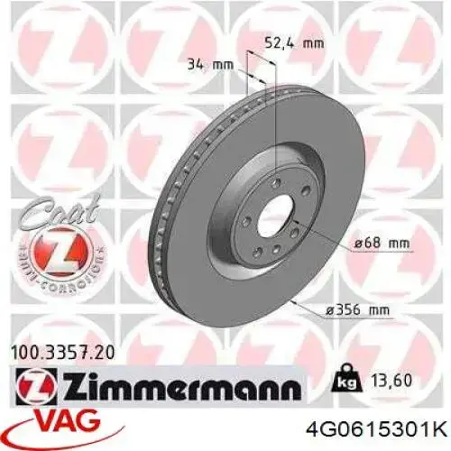 Frenos delanteros VAG 4G0615301K precio, desde 88,21 EUR