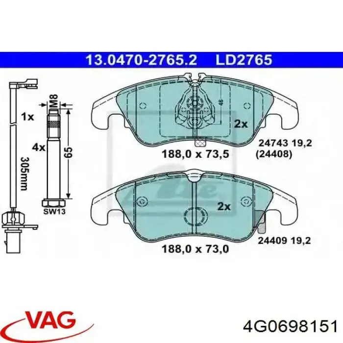Pastillas de freno delanteras VAG 4G0698151
