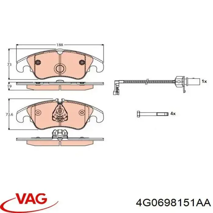 Pastillas de freno 4G0698151AA VAG