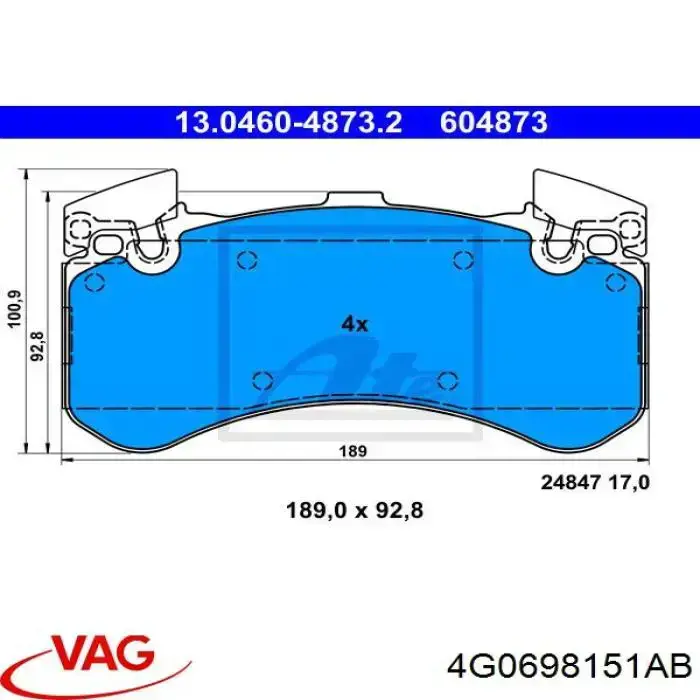 Pastillas de freno delanteras VAG 4G0698151AB