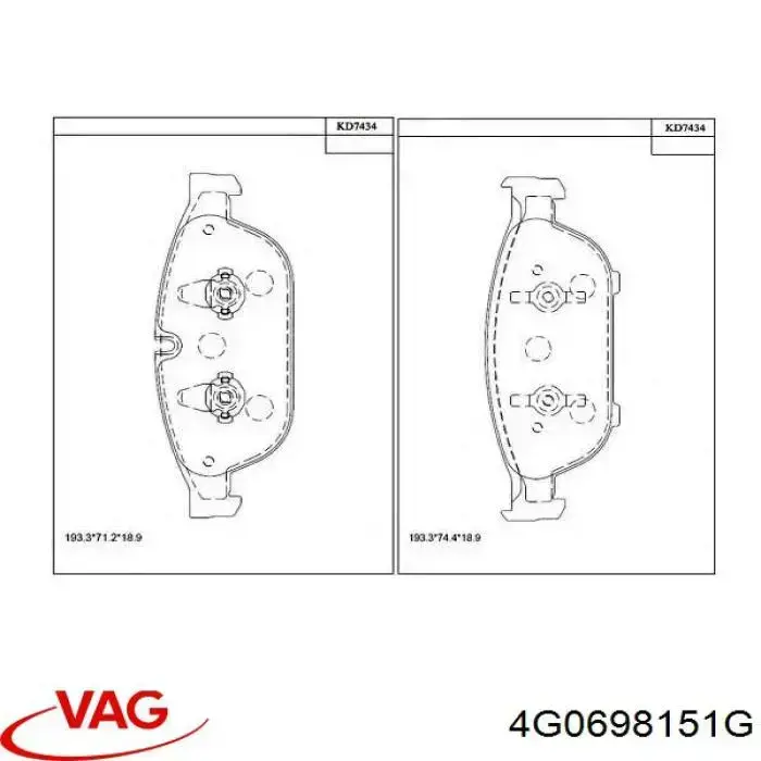 Comprar 4G0698151G VAG Pastillas delanteras de freno
