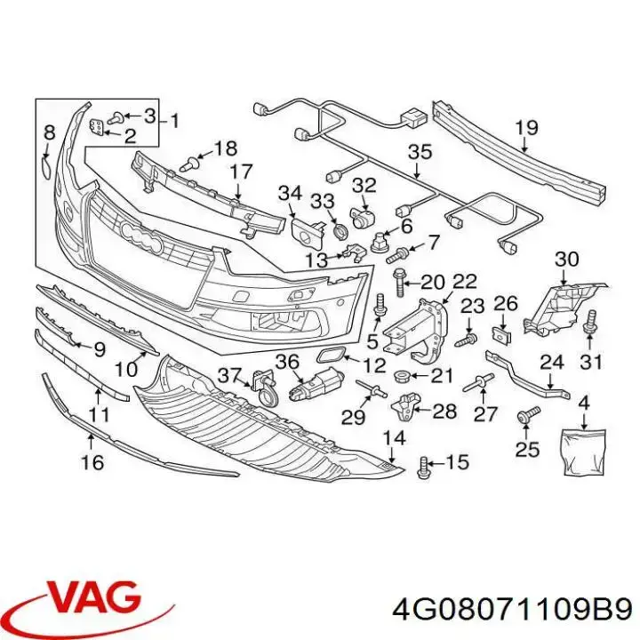 Alerón paragolpes delantero VAG 4G08071109B9 precio, desde 106,79 EUR