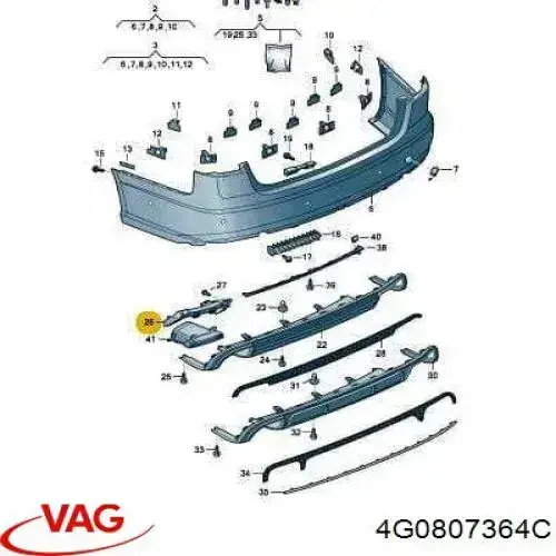 Comprar 4G0807364C VAG Soporte de parachoques trasero izquierdo