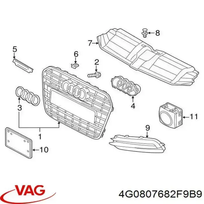 Rejilla derecha del parachoques delantero VAG 4G0807682F9B9 precio, desde 23,22 EUR