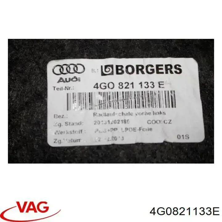 Guardalodos interior izquierdo, guardafango delantero VAG 4G0821133E precio, desde 119,79 EUR