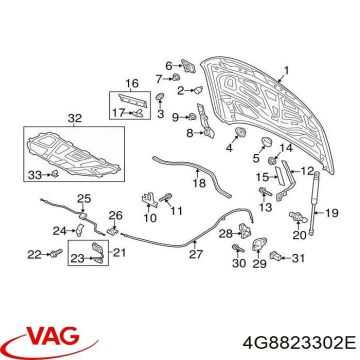 4G8823302E VAG Bisagra de capot derecha