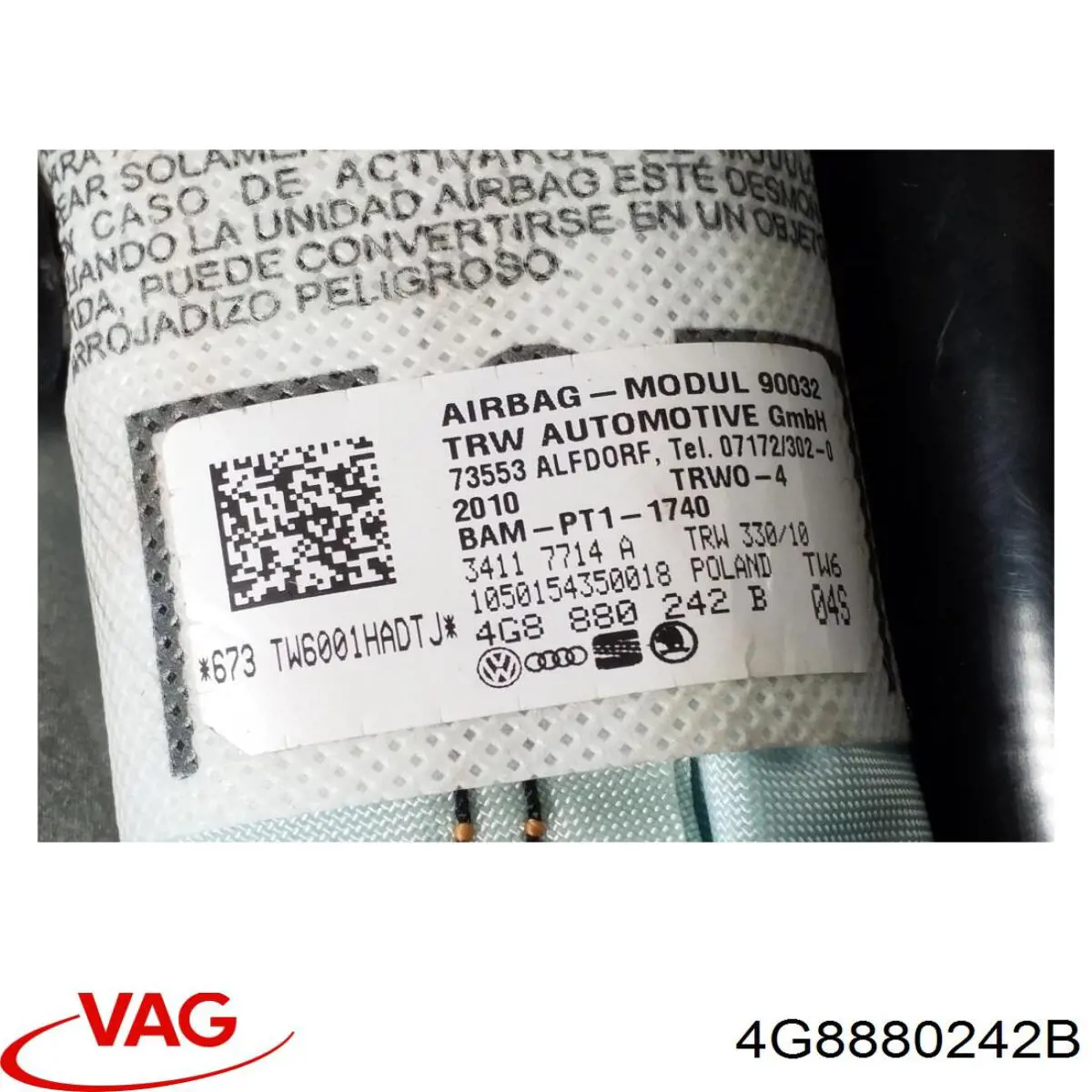Airbag de respaldo del asiento derecho 4G8880242D VAG