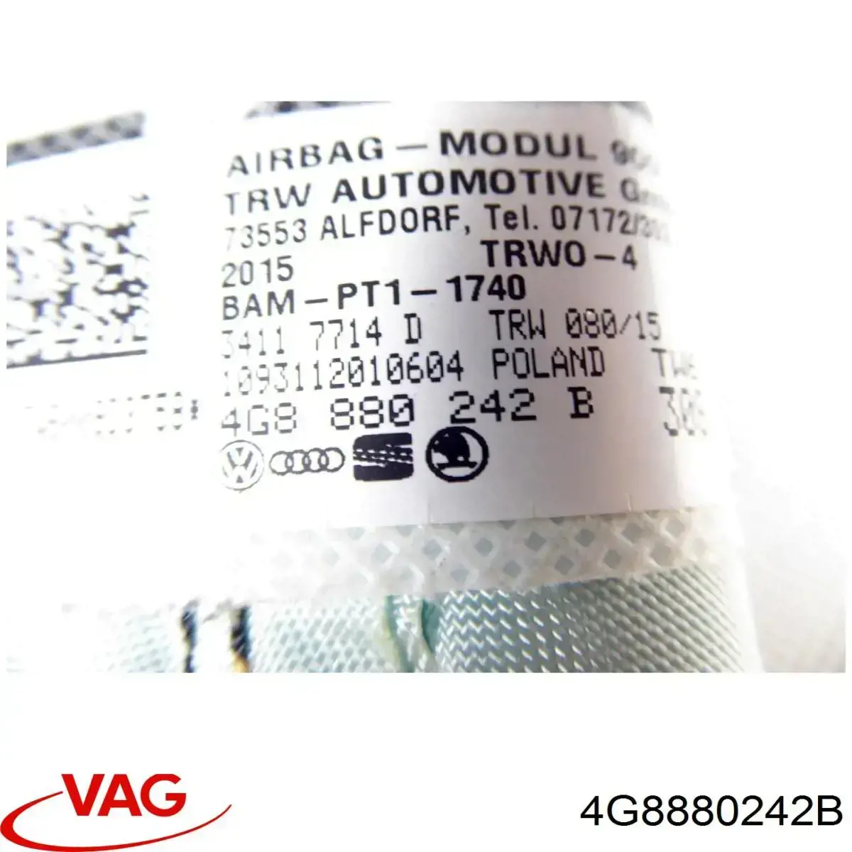 4G8880242D VAG Airbag de respaldo del asiento derecho