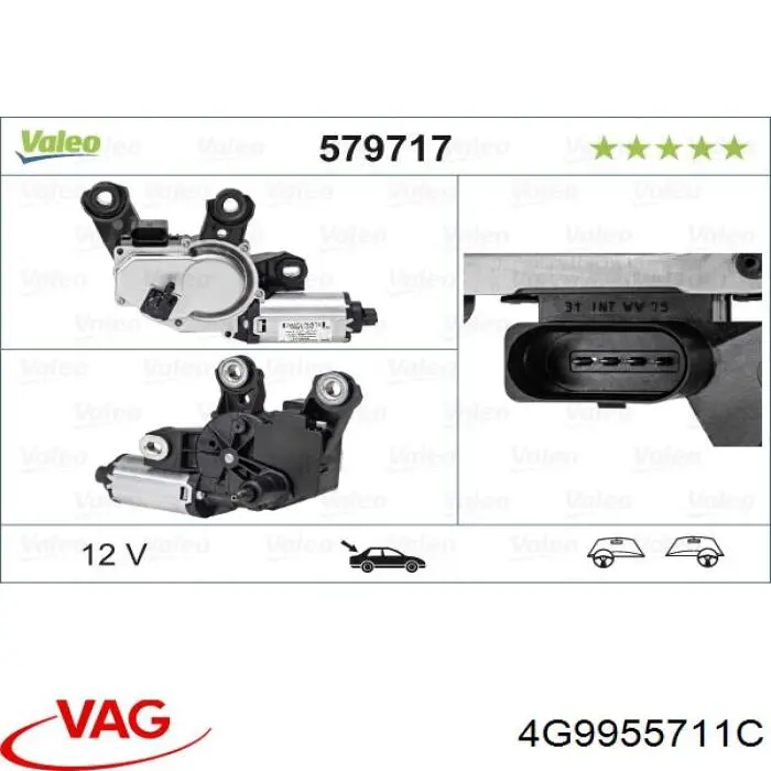 Comprar 4G9955711C VAG Motor limpiaparabrisas, trasera