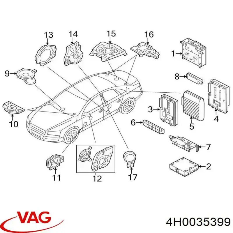 Comprar 4H0035399 VAG Altavoz de bandeja trasera