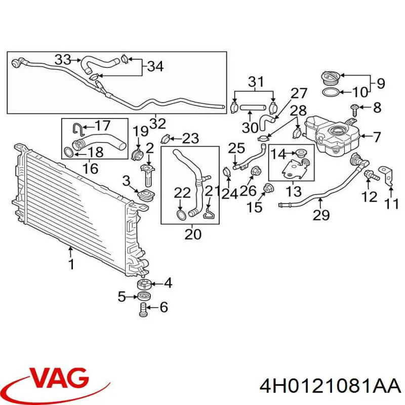 Manguito de líquido refrigerante VAG 4H0121081AA precio, desde 52,19 EUR