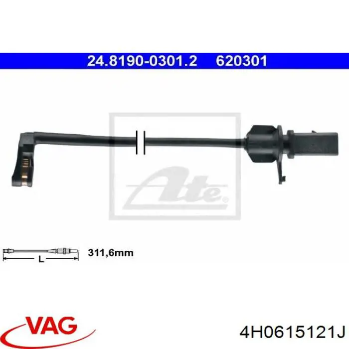 Comprar 4H0615121J VAG Sensor de desgaste de las pastillas de freno delanteras