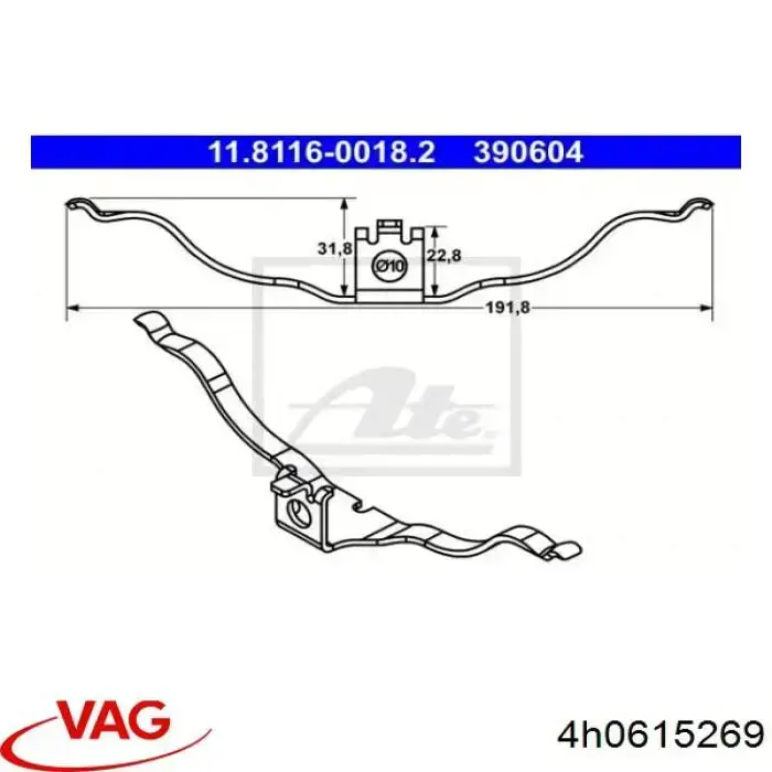 4H0615269 VAG Resorte de retención de la pinza de freno