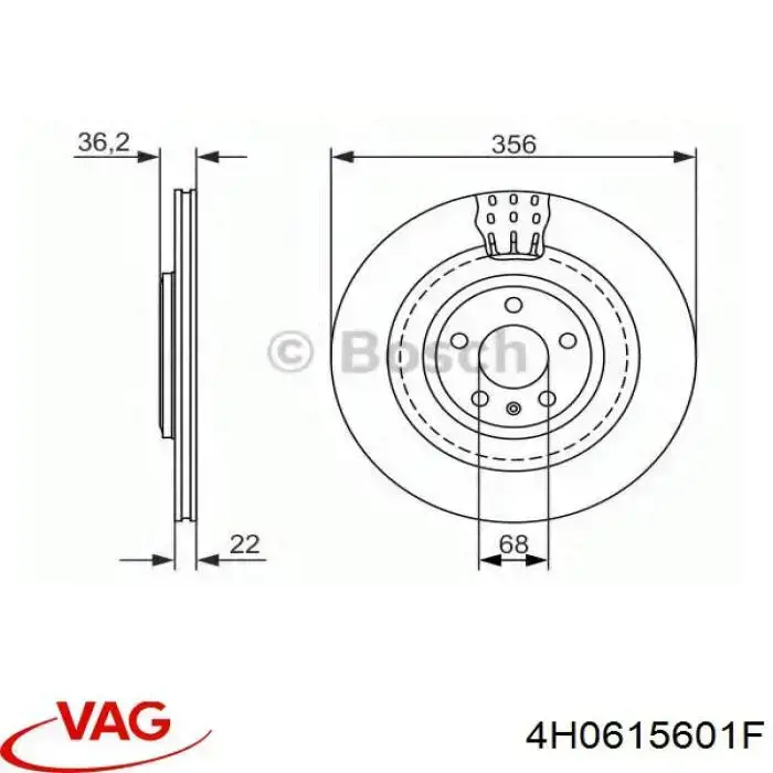 Comprar 4H0615601F VAG Disco de freno trasero