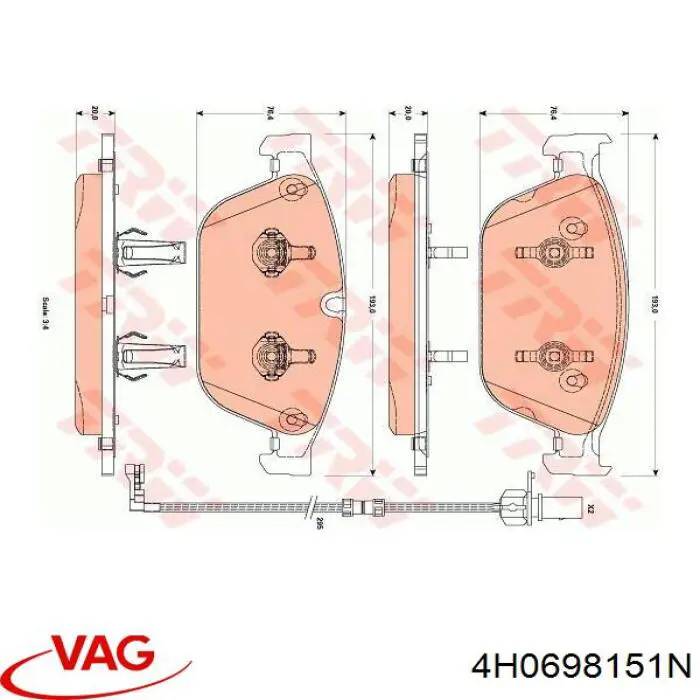 Pastillas de freno delanteras VAG 4H0698151N