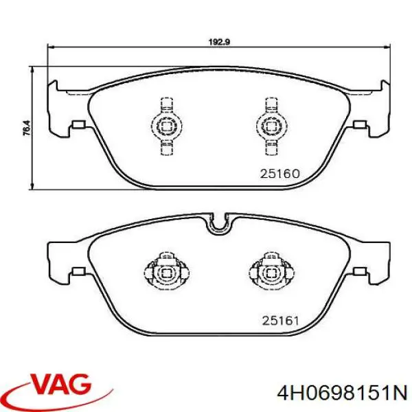 Pastillas freno delanteras VAG 4H0698151N precio, desde 64,61 EUR