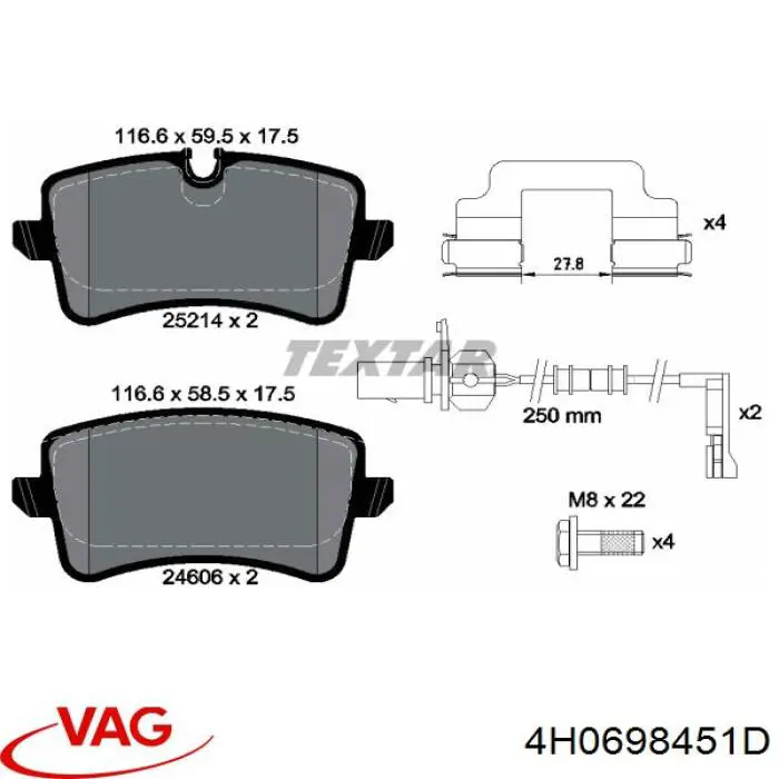 Pastillas traseras de freno VAG 4H0698451D precio, desde 45,92 EUR
